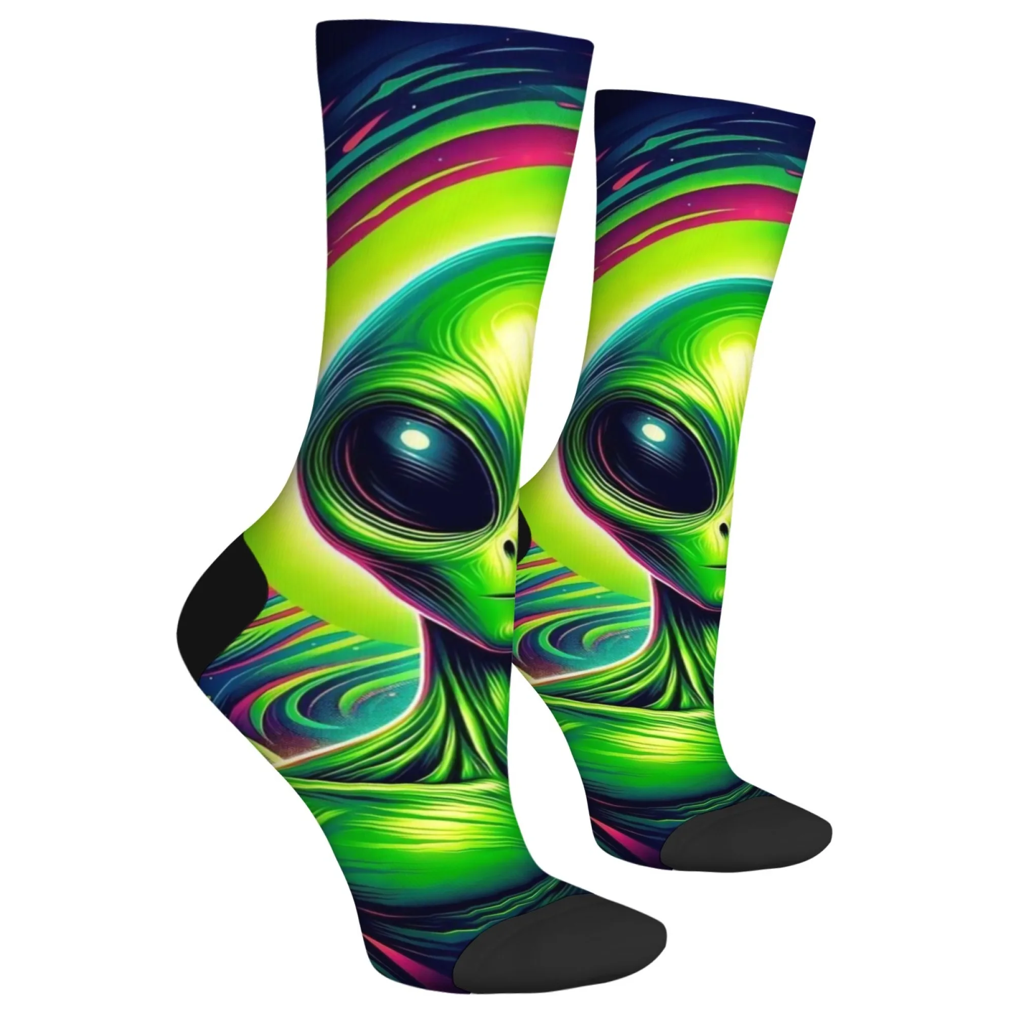 الرجعية الخيال العلمي نمط الرجال طاقم الجوارب غريبة الغريبة نمط طباعة الجوارب المريحة الدافئة لملابس الشارع عادية والمظهر اليومي #5