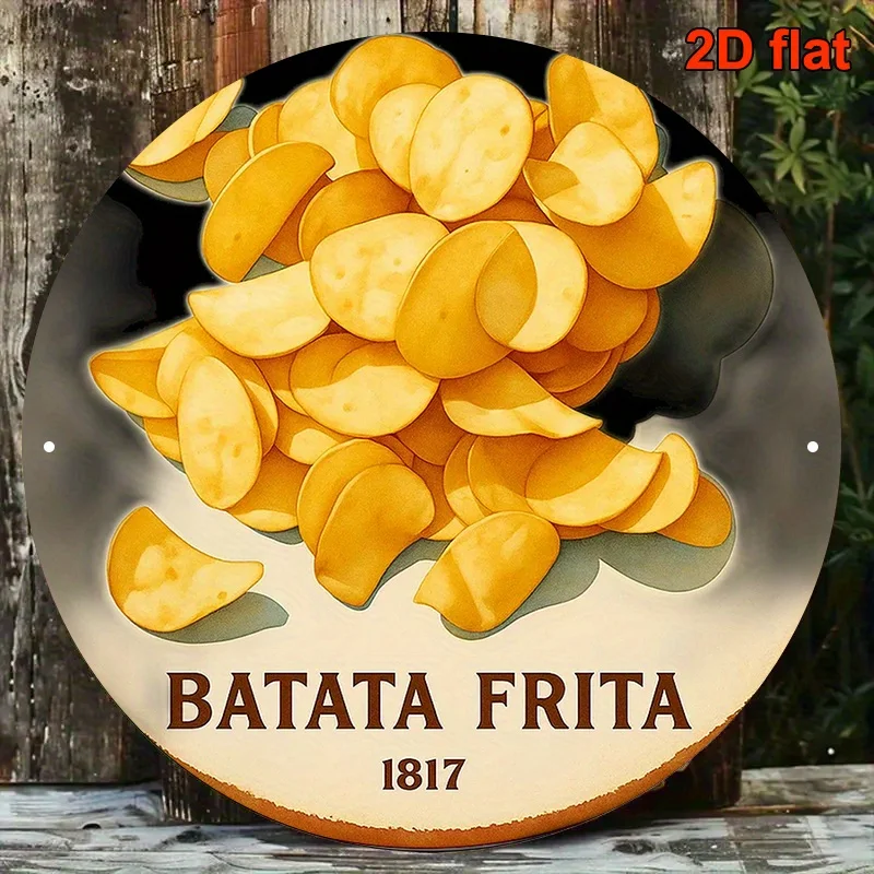 2D Flat Printed Metal Sign  And Features a Round Design. It Showcases