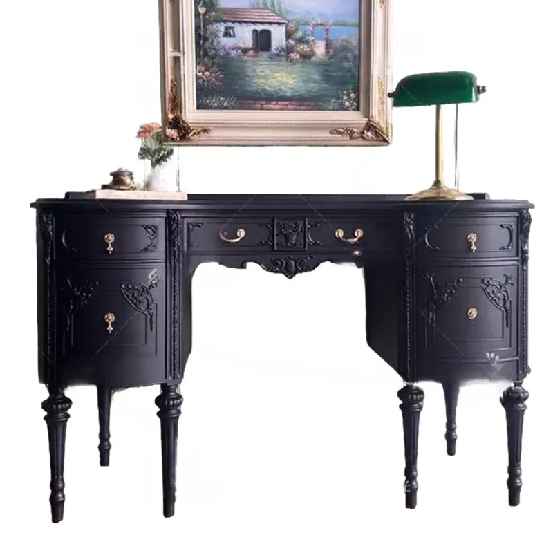 

French vintage carved solid wood entryway cabinet small apartment living room decoration cabinet home storage cabinet birch