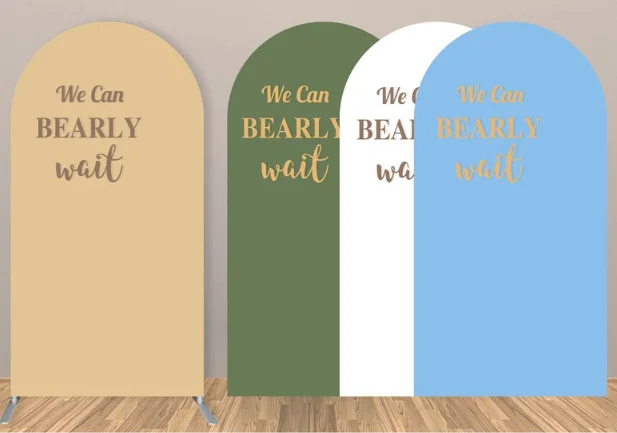 

Mehofond We Can Bearly Wait Arched Cover for Baby Shower Party Custom 2-sided Chiara Backdrops Covers Kids Birthday Decor Props