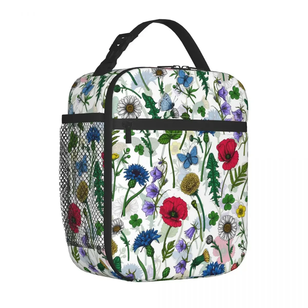 

Wildflowers Flowers Floral Insulated Lunch Bag Thermal Bag Reusable Large Tote Lunch Box Food Handbags Office Travel