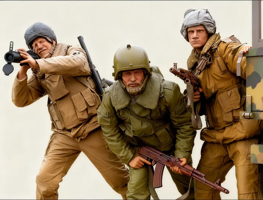 

1/35 Модель из смолы без цвета, требует самостоятельной сборки (3 солдата) A-2225