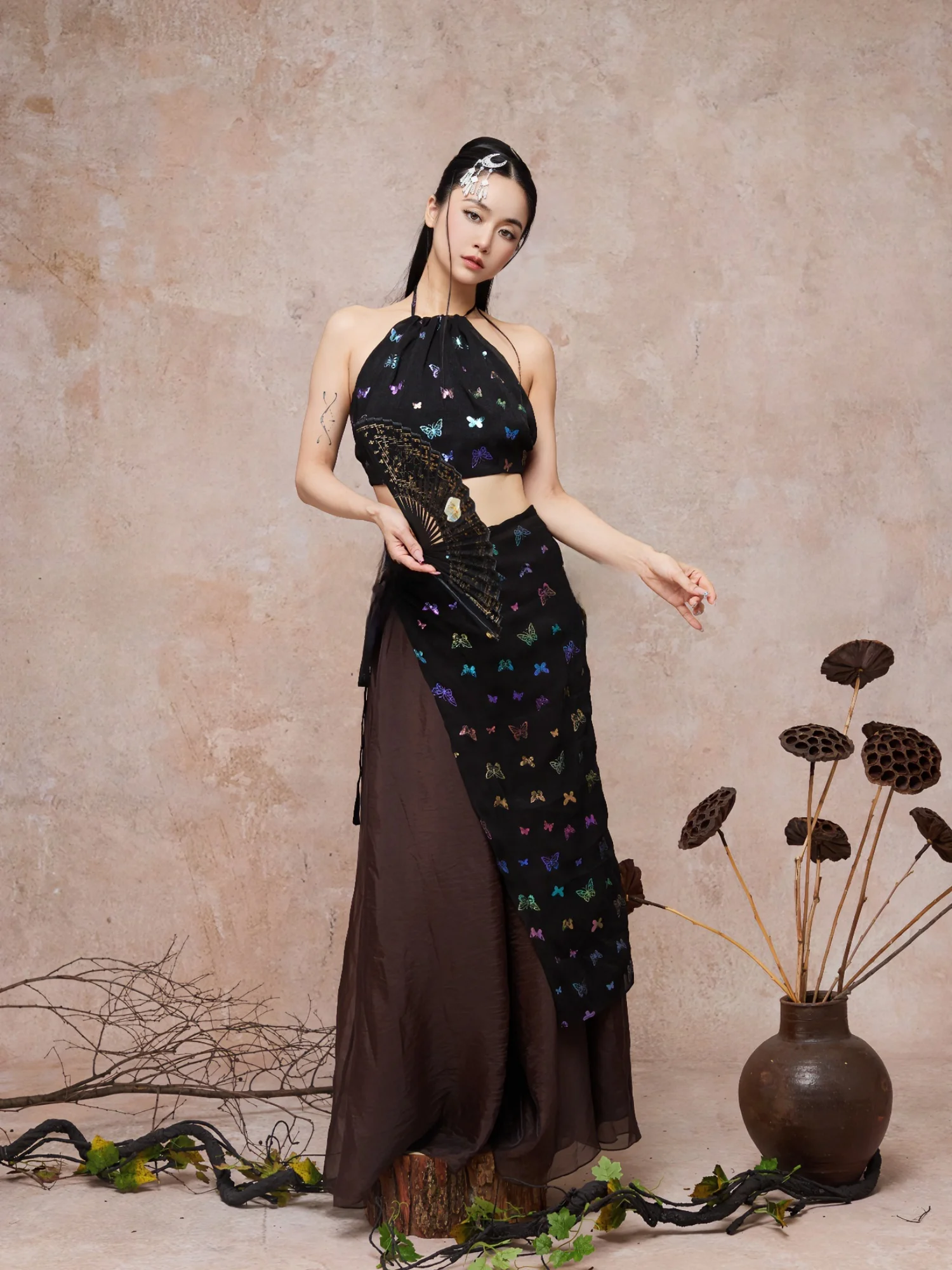 

Костюм для восточных танцев Rour Gothic k, женский классический танцевальный костюм с сарабанами для выступлений, этническая одежда