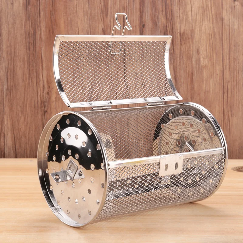 Stainless Steel Grill Roaster Drum Oven Basket Bakeware Oven Roast Baking Rotary Nuts Basket BBQ Grill Cooking Tool