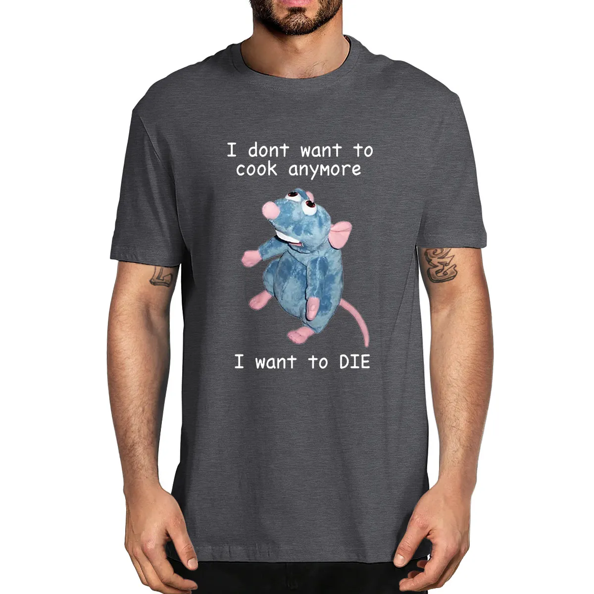 100% Cotton I Dont Want To Cook Anymore I Dont Want To Die Cute Mouse Funny Summer Men's Novelty T-Shirt Harajuku Streetwear