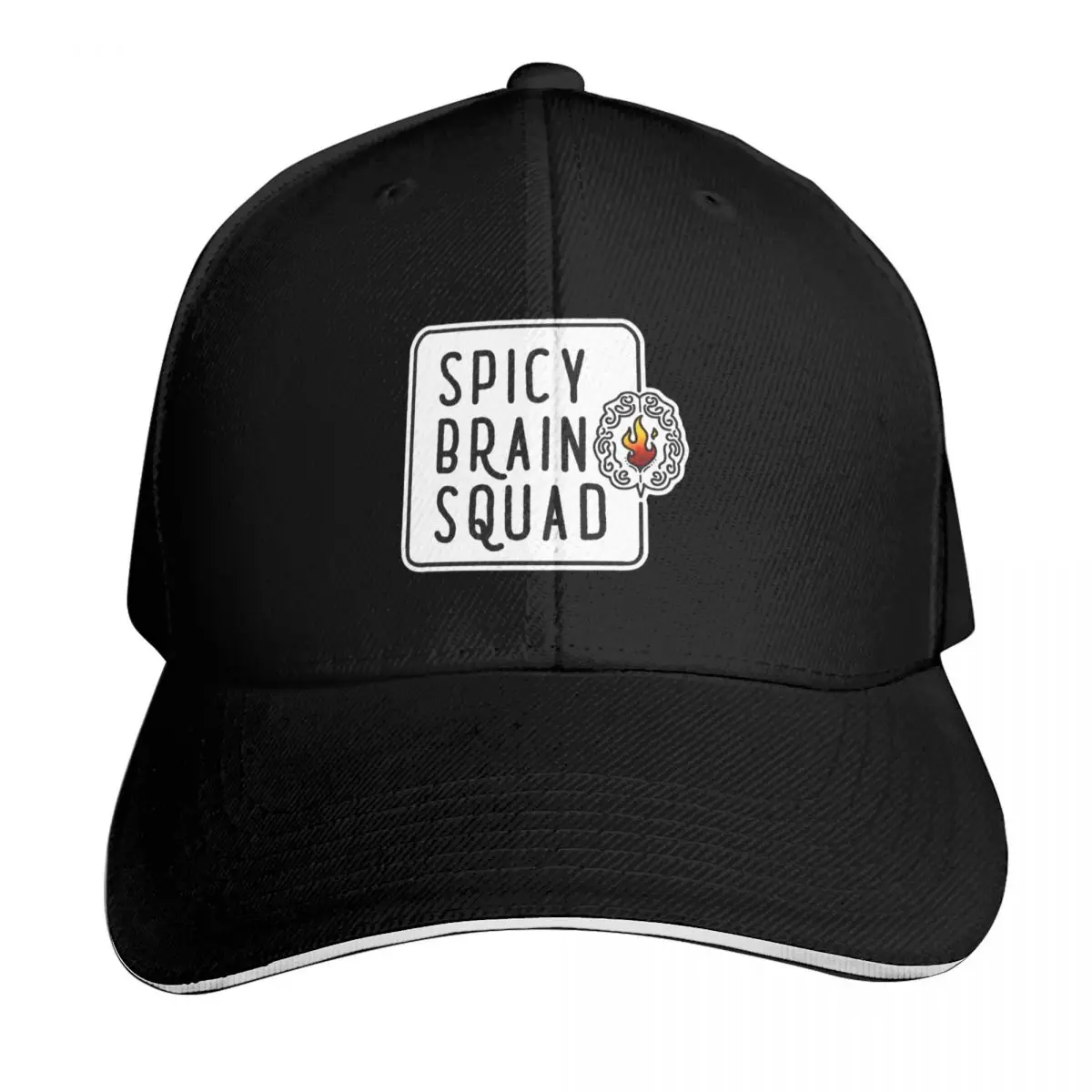 Spicy Brain Squad Baseball Cap Contrast Two Tone Brim Snapback Flat Bill Strapback Dad Hat