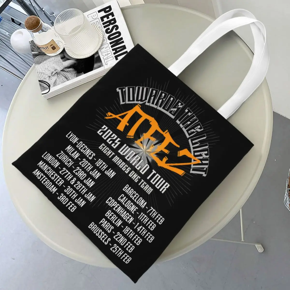 Women Men ATEEZ 2025 Towards The Light Tour Tote Bags Large Capacity Grocery Bag for Shopper Handbags