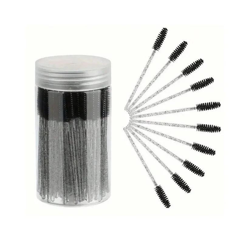50 個 100 個まつげエクステンションメイク使い捨てまつげブラシローラーマイクロマスカラ杖コーム卸売