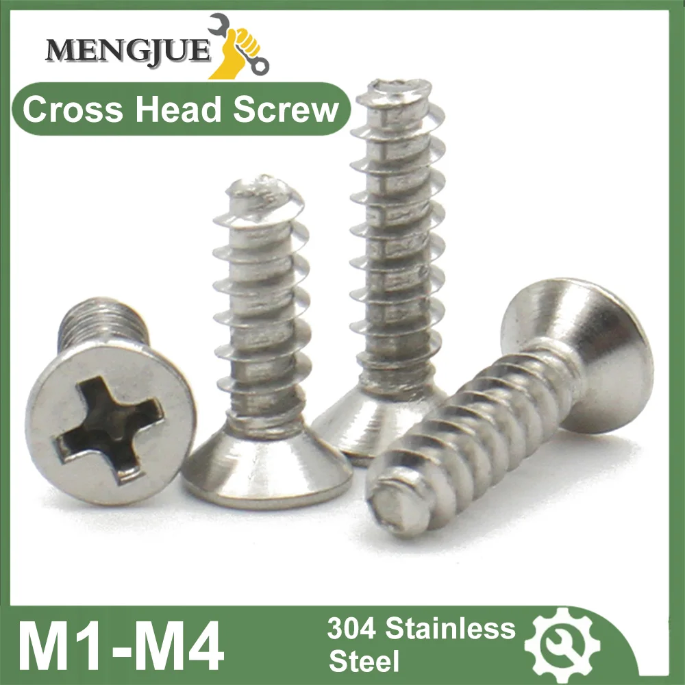 50-500PCS 304 Stainless Steel M1 M1.2 M1.4 M1.7 M2 M2.2 M2.5 M3 M4 Cross Recessed Countersunk Head Flat Tail Self-tapping Screw 50-500PCS 304 Stainless Steel M1 M1.2 M1.4 M1.7 M2 M2.2 M2.5 M3 M4 Cross Recessed Countersunk Head Flat Tail Self-tapping Screw