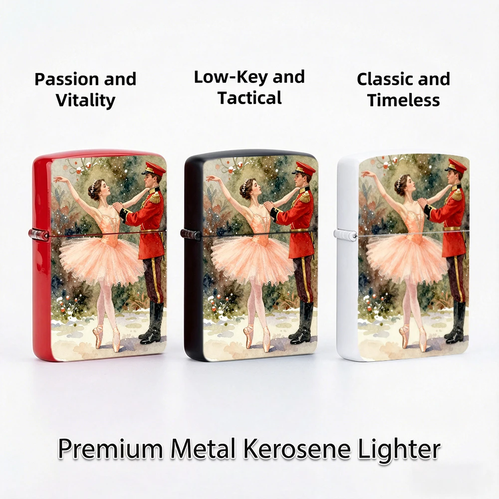 Vintage Flip Top Lighter lighters vintage Watercolor Ballet Dancer Soldier Winter Art Print lighters for smokers Daily Carry