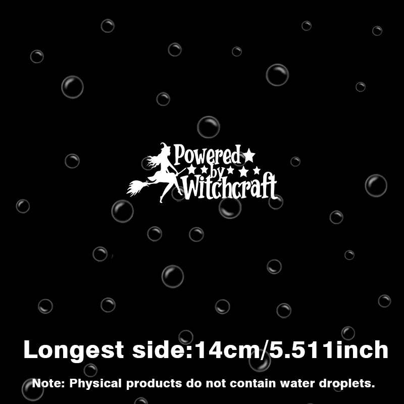2D Flat 2pcs Powered By Witchcraft Witch Vinyl Sticker, Waterproof Self-Adhesive Decal for Car Laptop Decor, Holiday Gift