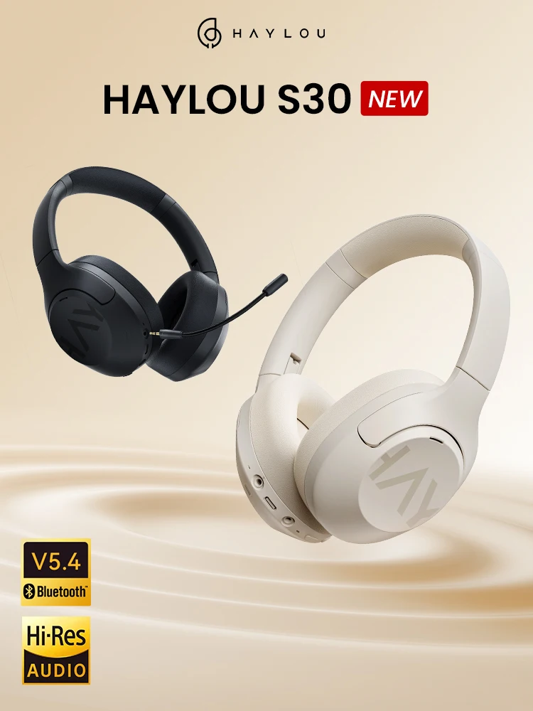 Słuchawki bezprzewodowe HAYLOU S30 Bluetooth 5.4 z adaptacyjnym tłumieniem szumów 43dB, przetworniki 40mm, 80 godzin pracy na baterii. — zdjęcie 2