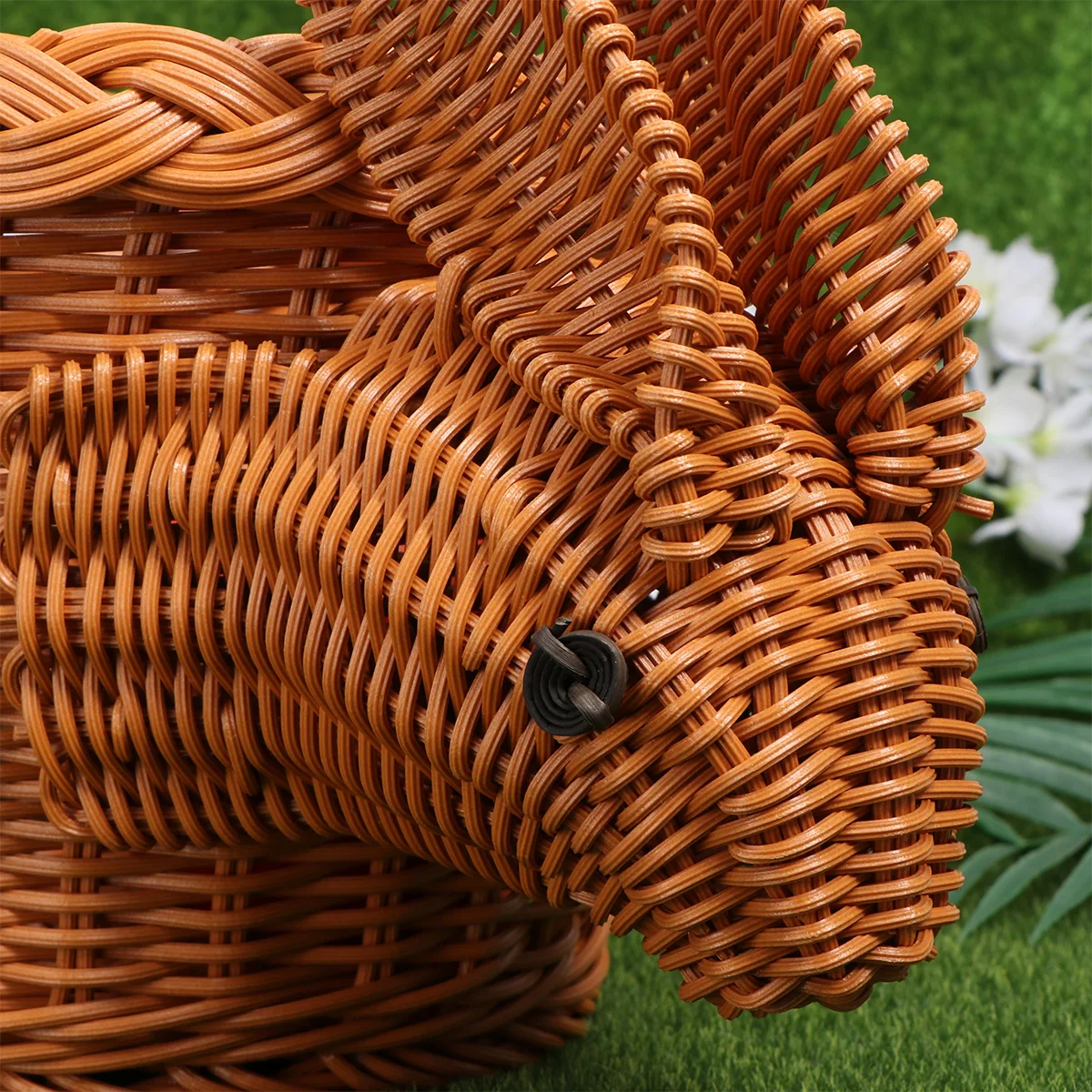 

1pc Candy Shape Hand Woven Snack Storage Basket Storage Organizer Desktop Fruit Basket Home Decoration Light Brown