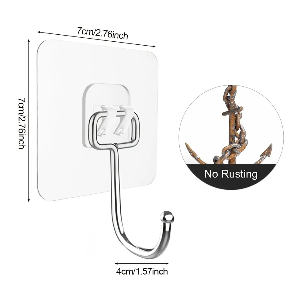 10pcs/lot All-Purpose Large Adhesive Hooks,Heavy Duty Hold 37 Lb (Max) Wall Hooks For Hanging,Large Waterproof Stick On Hooks