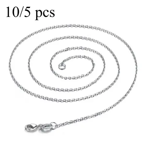 10/5 pcs 925 Silver platinum Gold Color Flash O Cross Chain Necklace Women Girls Jewelry