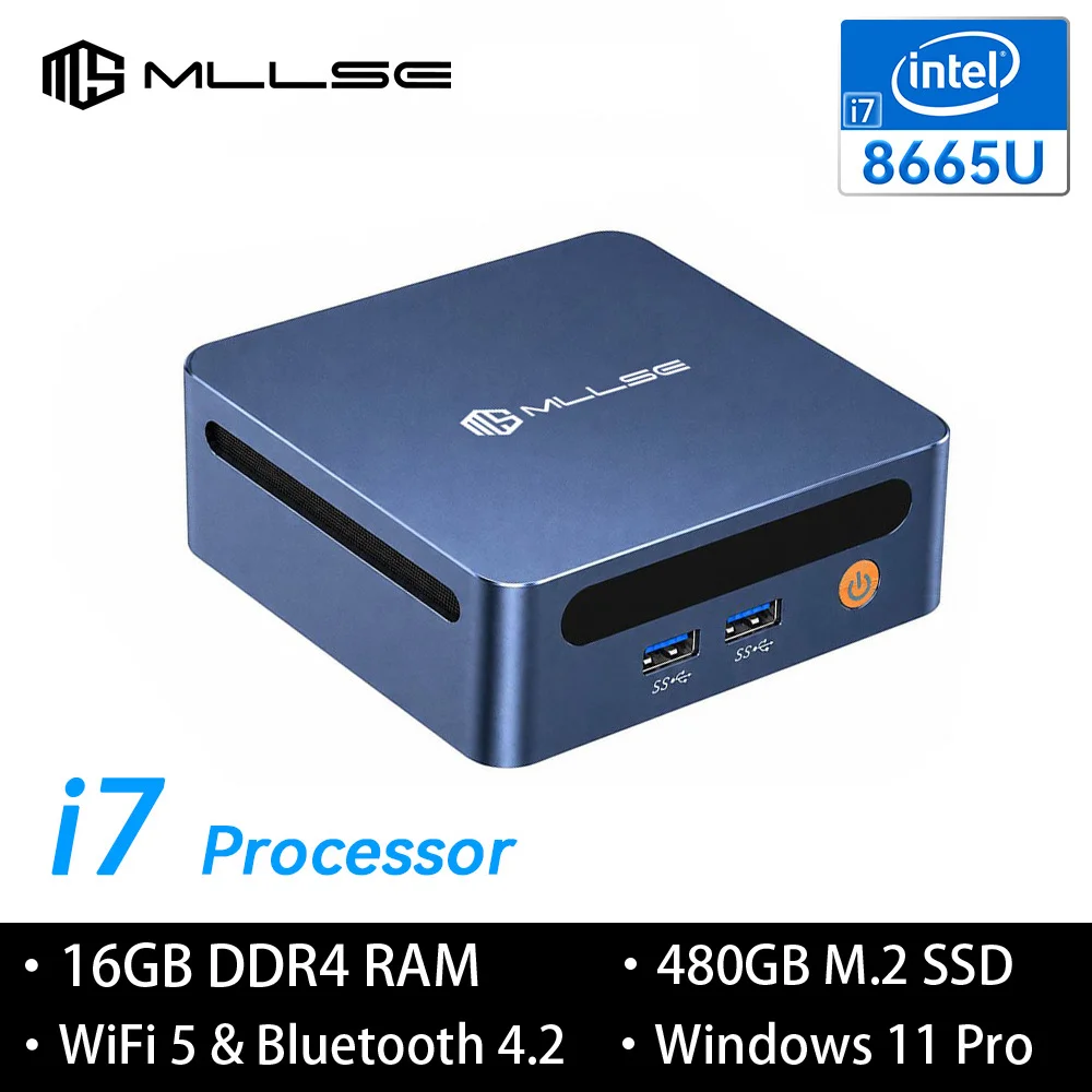 MLLSE NEW M4 Pro 미니 PC 인텔 I7 8665U CPU 16G RAM 480GB ROM USB 3.2 호환 Win11Pro 데스크탑 휴대용 WiFi5 BT4.2