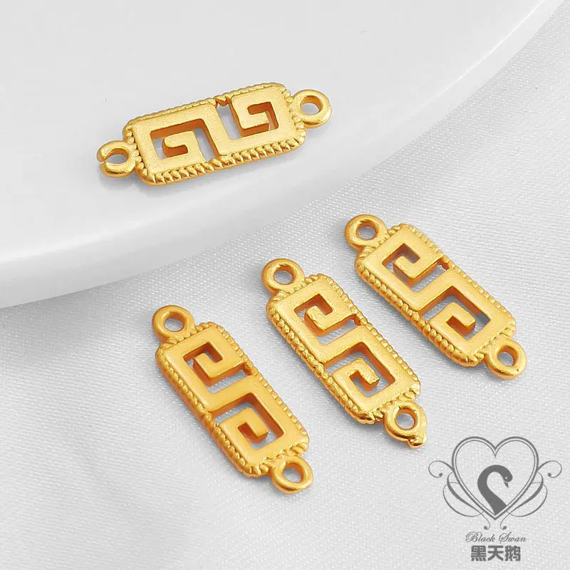 18K Matte Gold Plated Multiple Vintage Fu Character Square Charms DIY Bracelet Necklace Earring Jewelry Findings