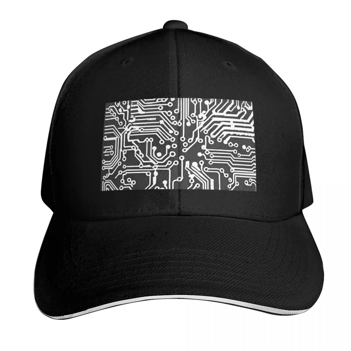 Black Circuit Board Baseball Cap Summer Beach Travel Streetwear Hip Hop Trendy Vintage Retro Embroidered