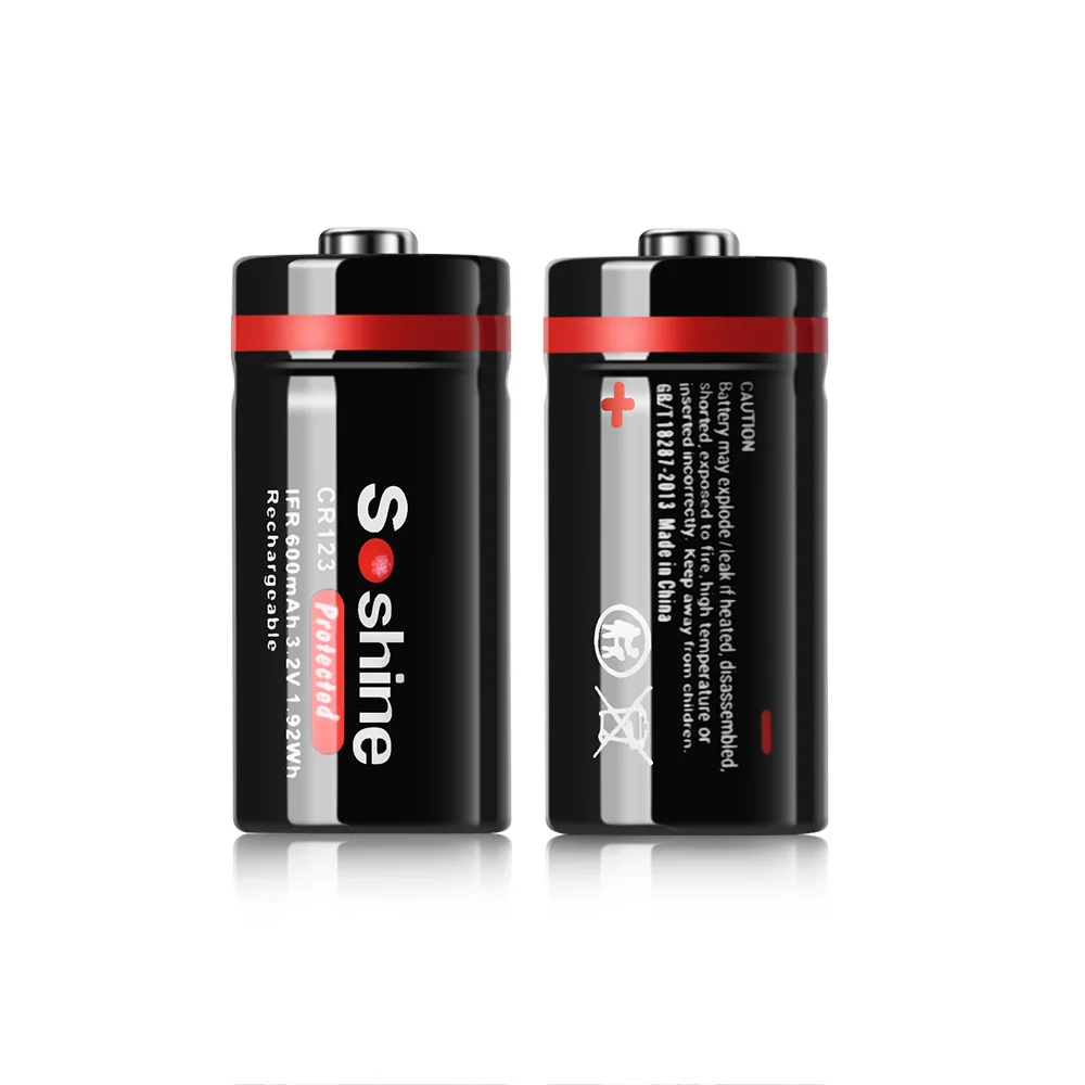 Soshine akumulator 3.2V LiFePO4 z chronioną baterią 3.2V 600mAh RCR123 16340 akumulatory LiFePO4 1000 cykl rozładowania