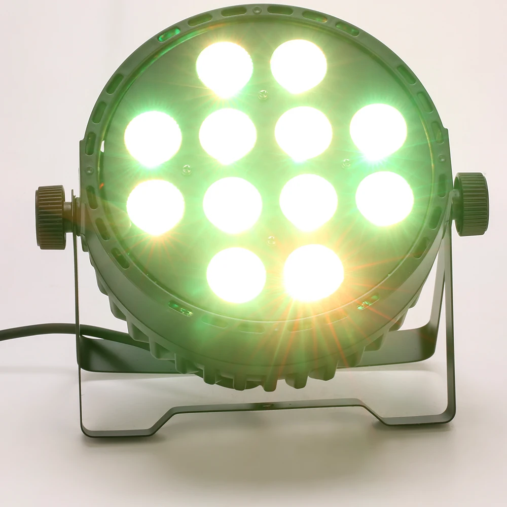 12x10W Digital LED Par Light DMX Illuminazione da palco piatta con supporti Luce d'atmosfera elettronica liscia per matrimoni KTV per feste