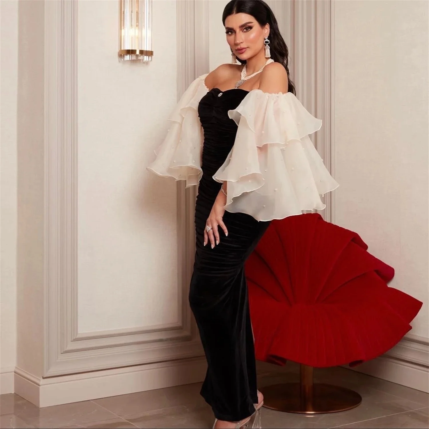 

Черное длинное платье без бретелек на заказ Вечерние платья Pastrol Унисекс Джерси Ретро Дубай Саудовская Аравия Израиль Пром по индивидуальному заказу