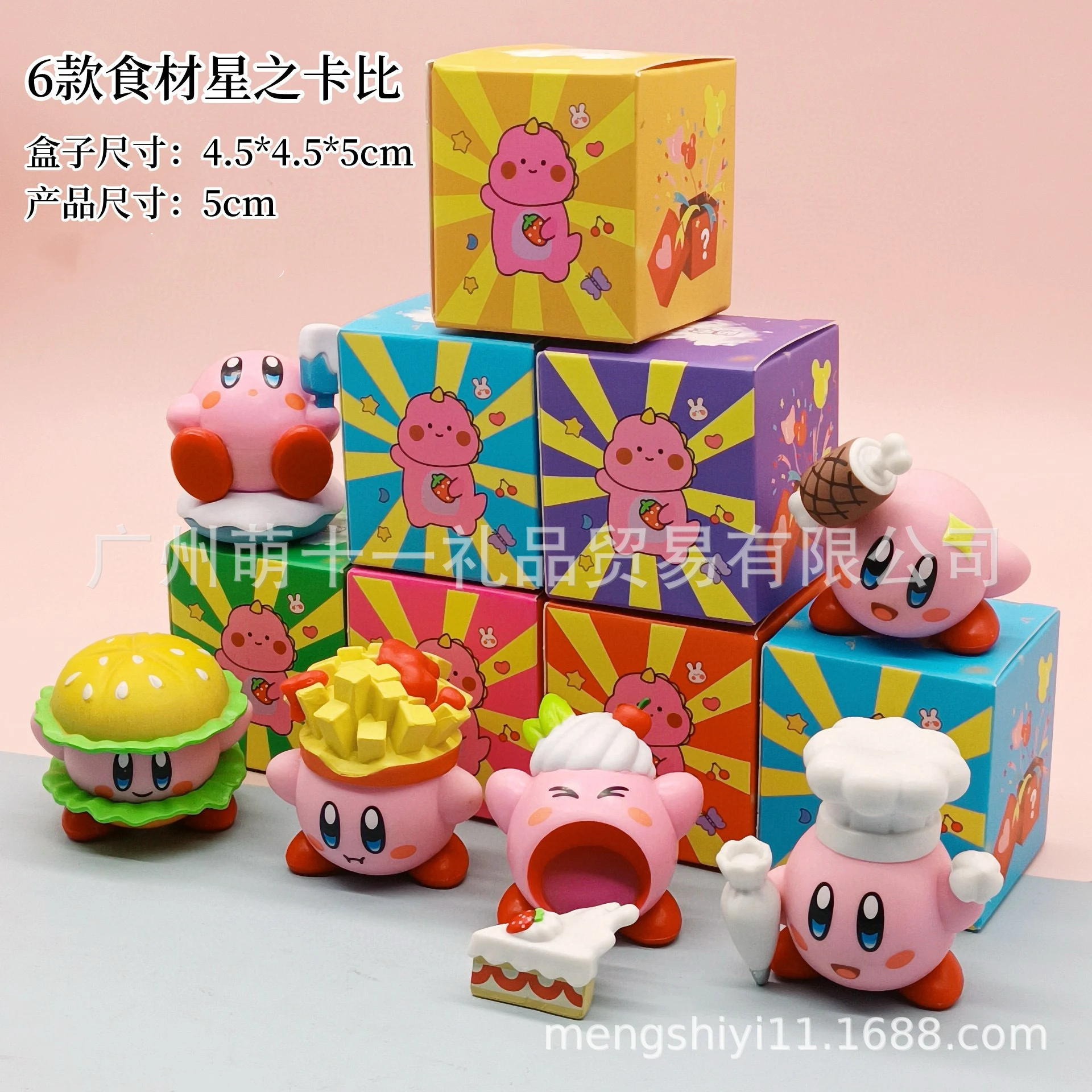 6 stks/set Game Kirby Q Versie kawaii Mini Action Figure PVC heerlijk eten model Standbeeld Speelgoed Bureau Decor Taart accessoires Geschenken