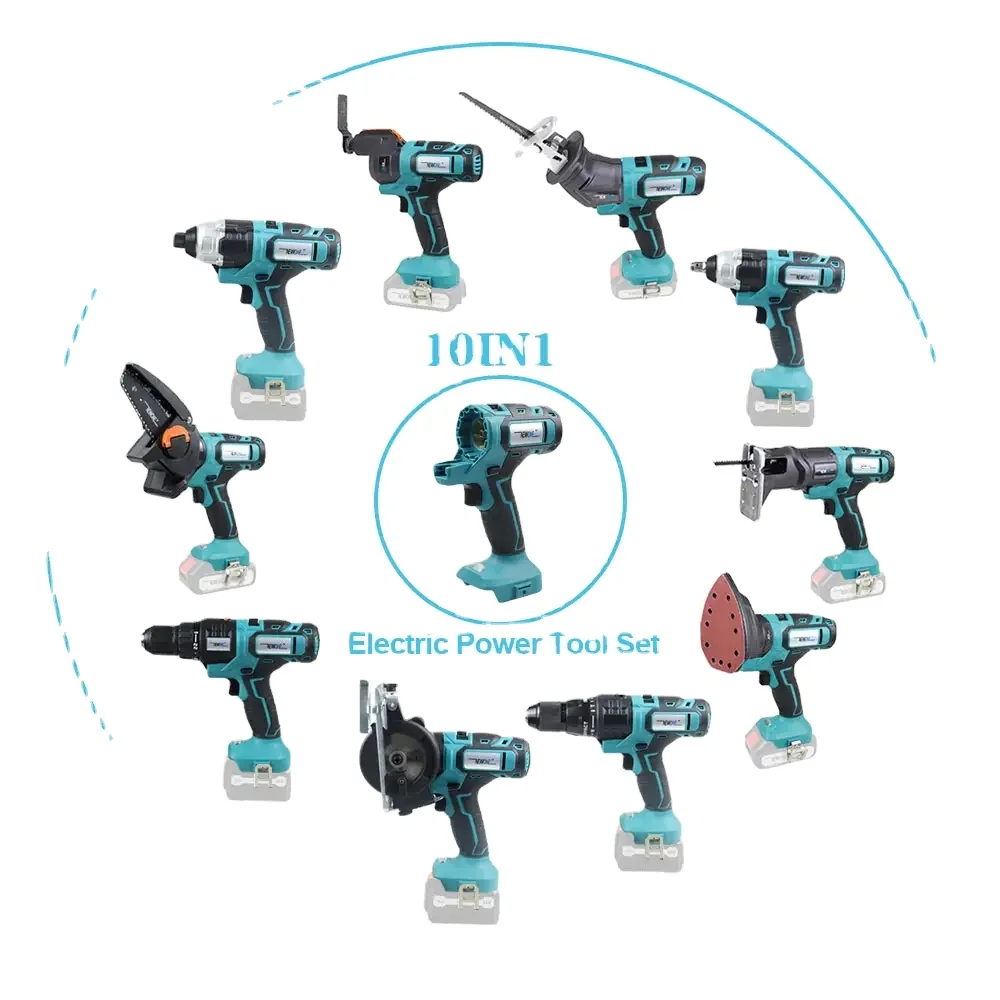 

Excellent Quality 12-Pcs Multifunctional Oscillating Tools Combo Set Cordless Power Tool Impact Drill Angle Grinder Sander