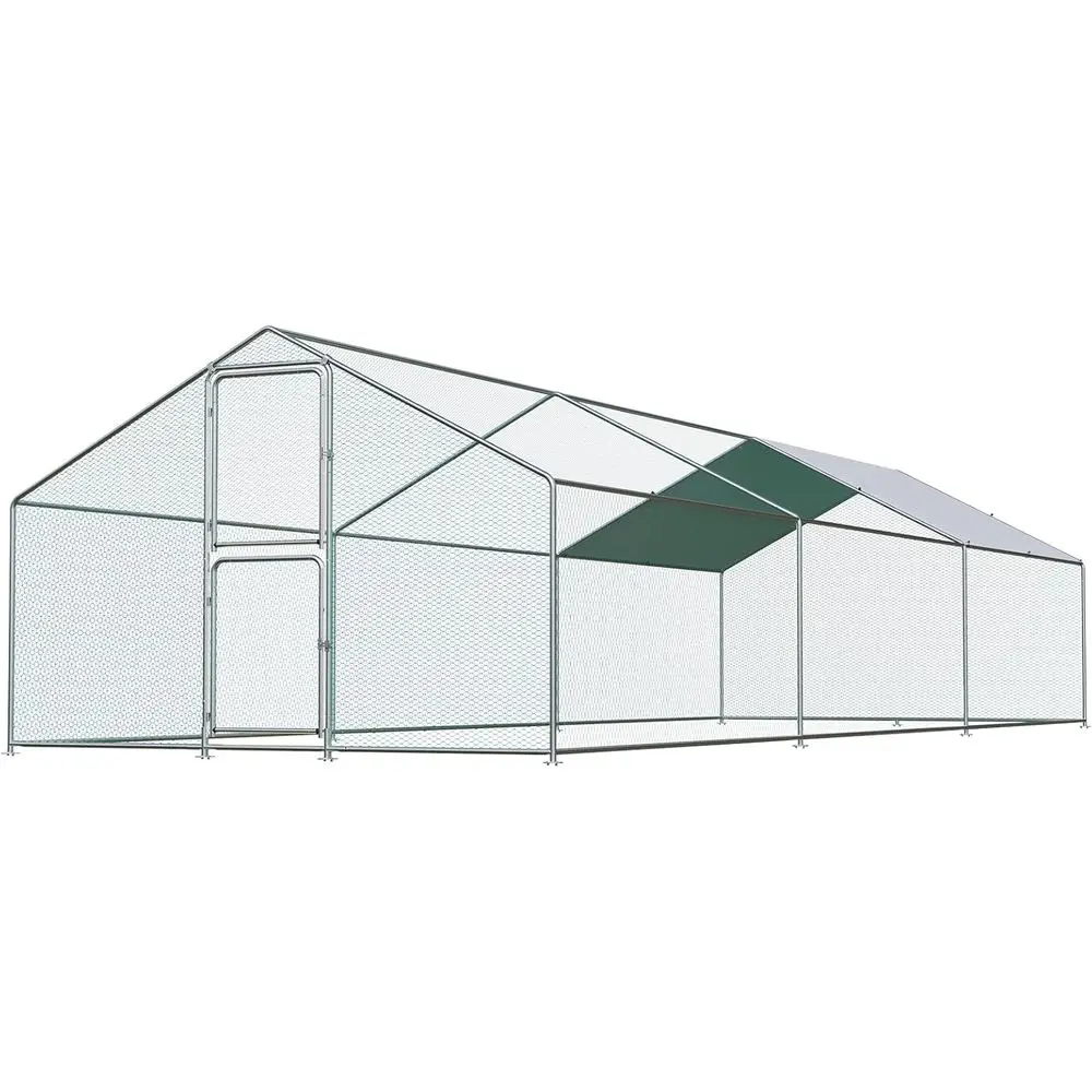 

Spacious Chicken Enclosure for 30 Birds with Lockable Access and UV-Protected Yard