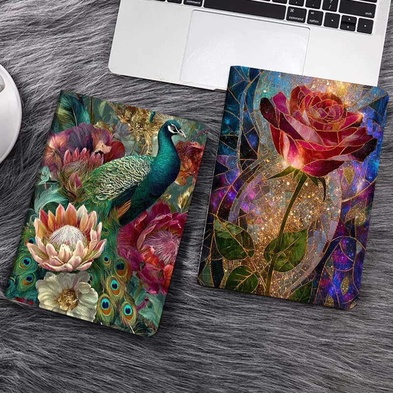 

Peacock Flower Feather Art Tablet Case For Samsung Galaxy Tab S7 S8 S9 S10 FE Lite Gift
