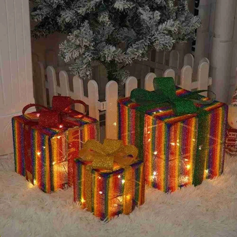 Gift Box Under The Christmas Tree Luminous Decorative Gift Box Rainbow Gift Box Luminous Gift Box