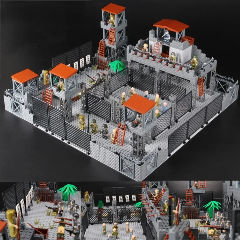 

Military base camp training shooting range prison outpost fortress ruins positional warfare scene assemble boy toy