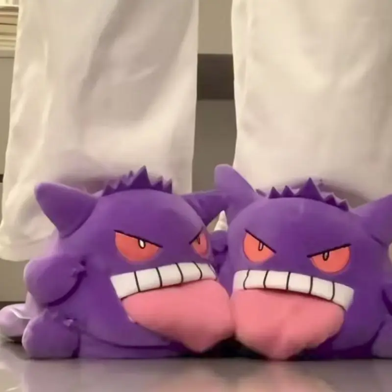 

Gengar Funny Demon Cartoon Plush Warm Cotton Slippers Closed Toe Non Slip Indoor Home Floor Slippers For Adult Couples