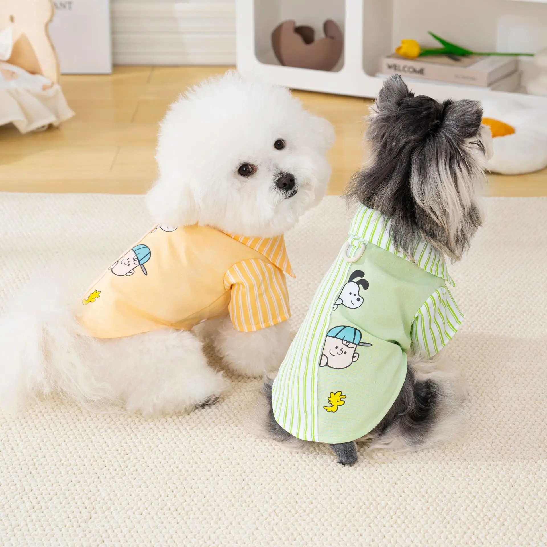 Nueva camisa de primavera y verano para perros, ropa para mascotas, ropa para perros y gatos, camisa a rayas para perros, disfraces para Chihuahua, Yorkshire para cachorros