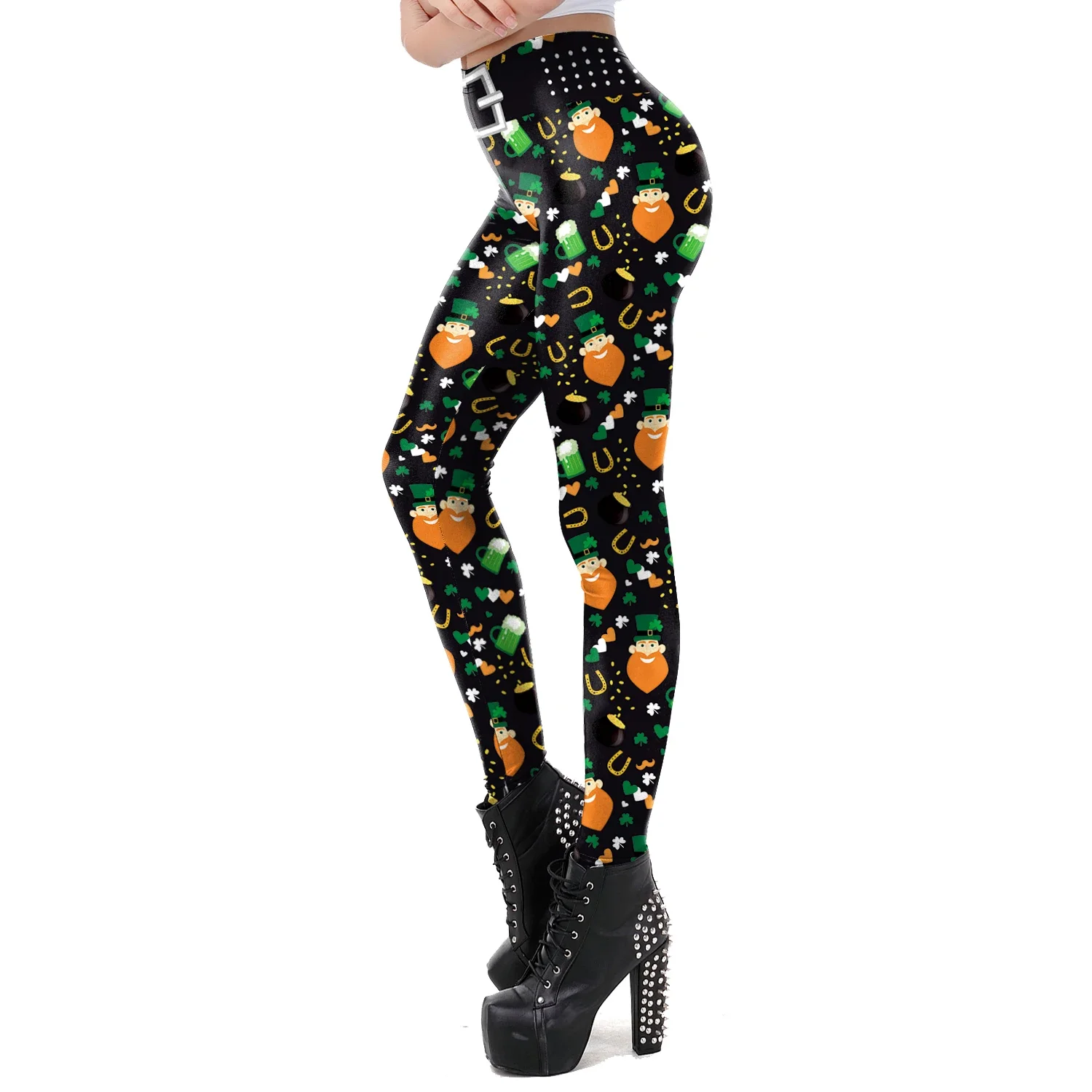 Leggings St. Patrick's Day  Women Clothing Sexy Skinny Four Leaf Clover Print Leggings for Girls