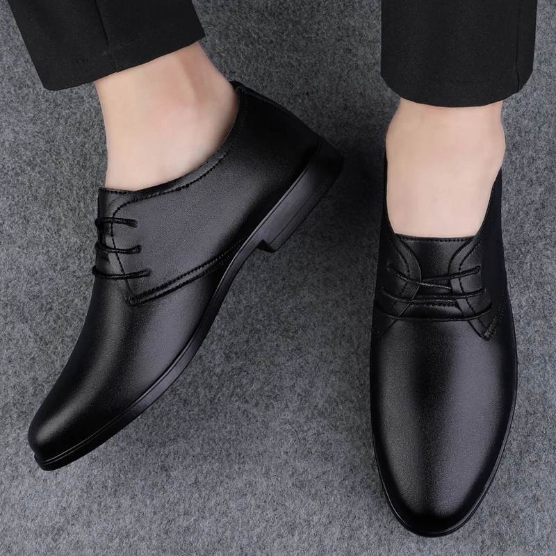 Hot selling Black business men's shoes Fashionable minimalist gentleman design style Daily office  leather shoes New 38-46