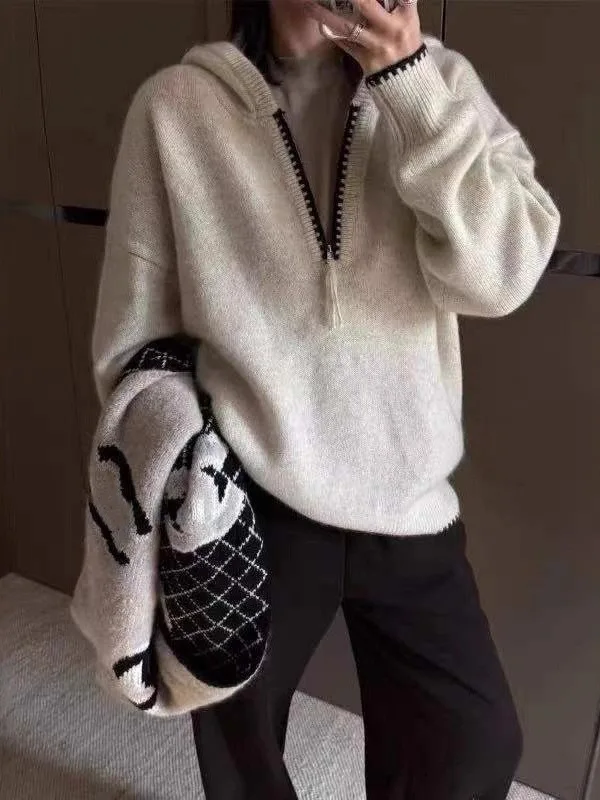 

Женская свободная толстовка на молнии из трикотажа, повседневный теплый утепленный топ с длинным рукавом для осени и зимы