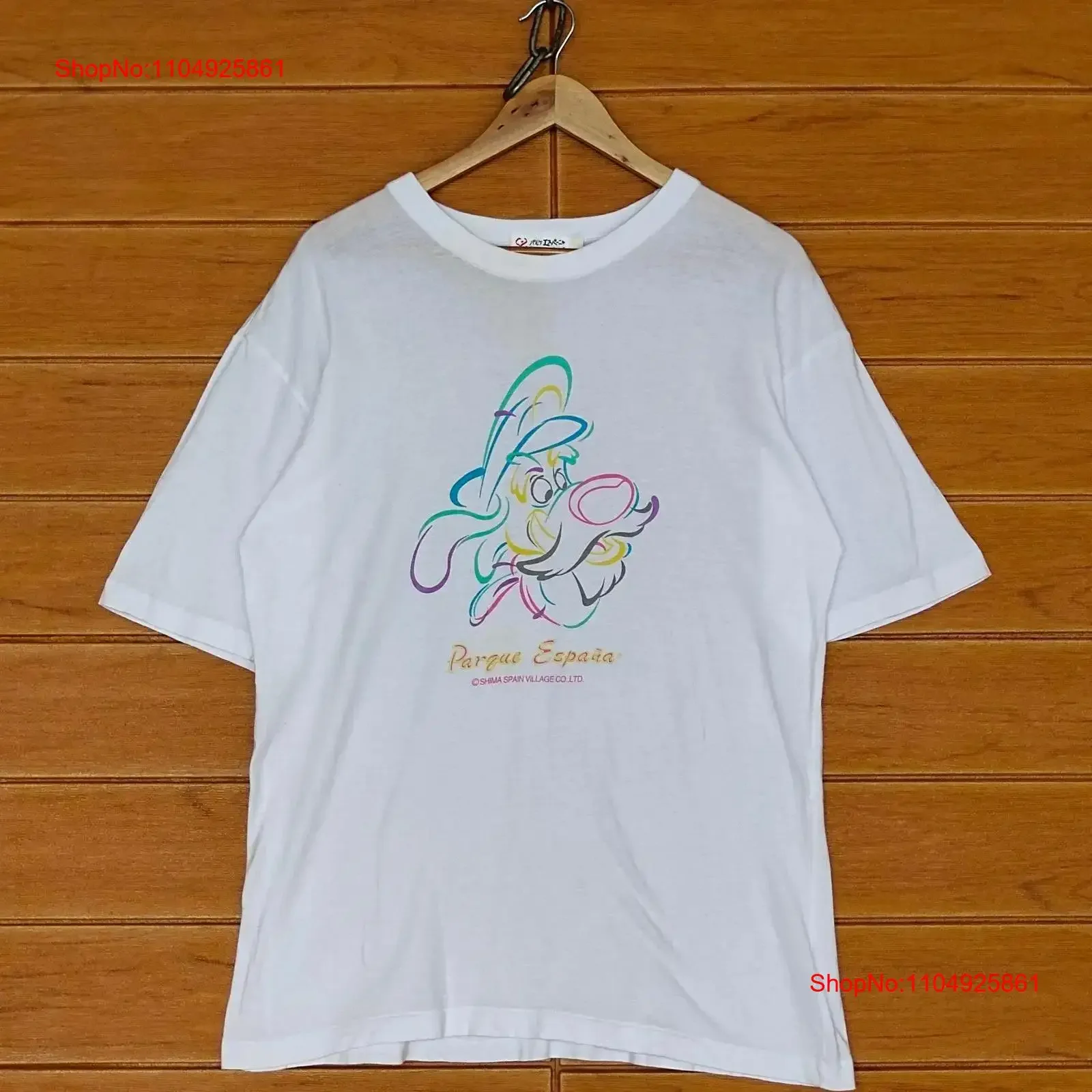 Vintage 90s Parque Espana camiseta Shima España pueblo Co tamaño M vintage lavado estirado transpirable elegante