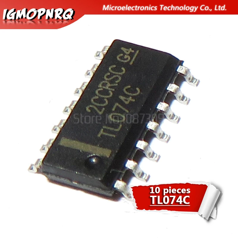 Amplificadores operativos de bajo ruido, 10 piezas, TL074C, TL074CDR, SOP-14, JFET Quad, nuevo y original