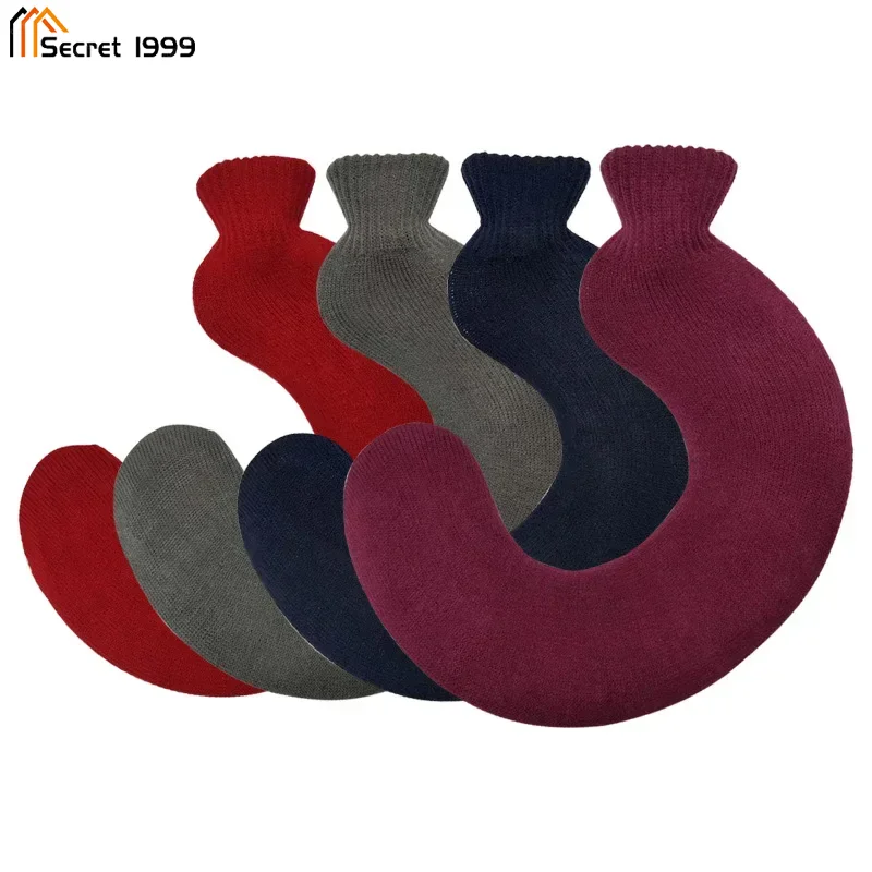 U-shaped Hot Water Bottle Bag with Cloth Cover Set 21 Colors 1L Portable Winter Warm Hot Water Bottle for Neck Shoulder Warmer