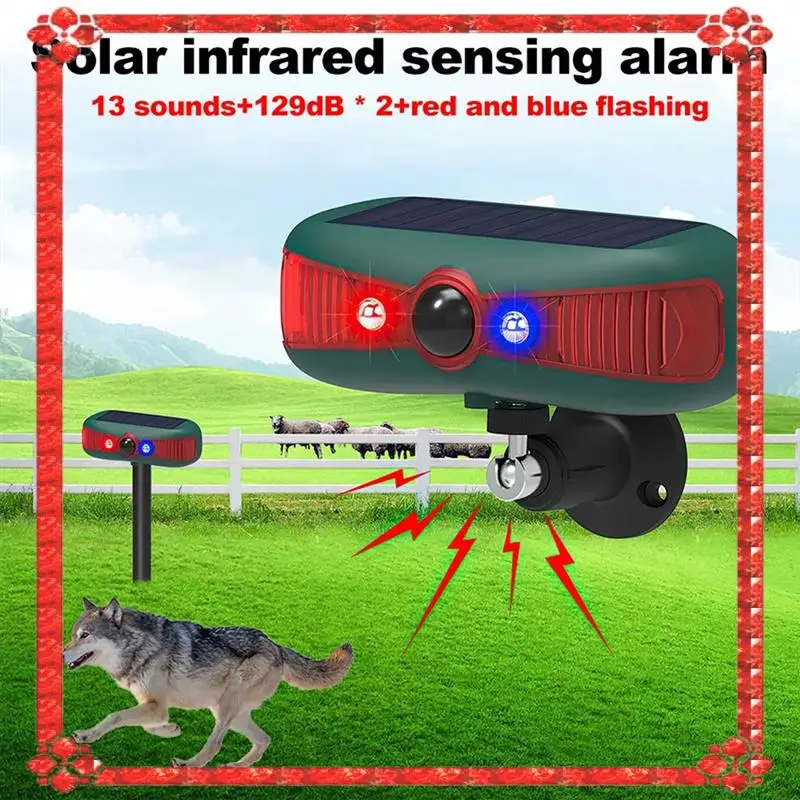 จัดส่งตลอด 24 ชั่วโมง Solar Motion Sensor Alarm Solar Sensitive PIR Motion Sensor Barking 129Db เสียงคําเตือน