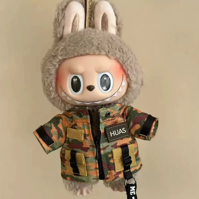 For 15/17cm Labubu Doll Mini Clothes Camouflage Suit Accessories Windbreaker Overalls Jeans Windproof Jacket Clothing