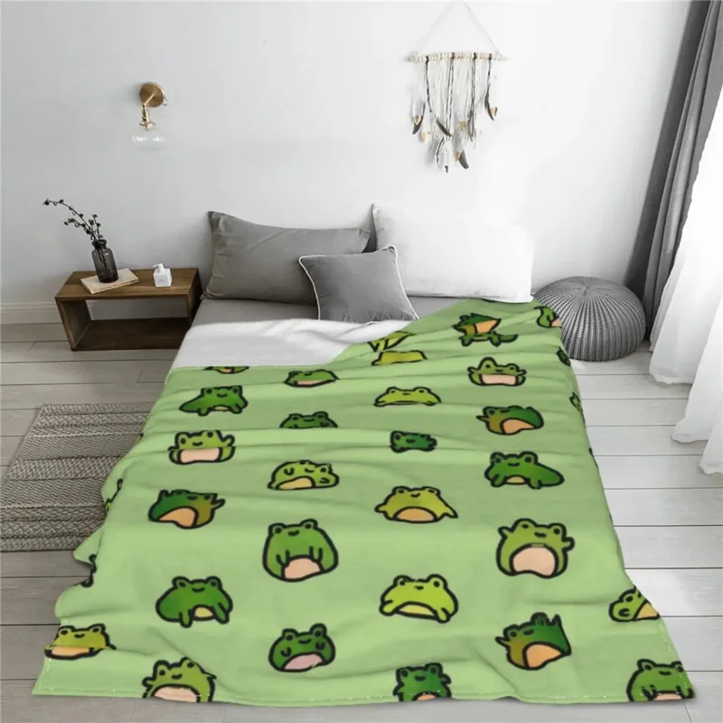 Frogs Doodle Flannel Blankets Boys Girls Gifts Cute Animal Custom Throw Blanket for Home 200x150cm Back Piece