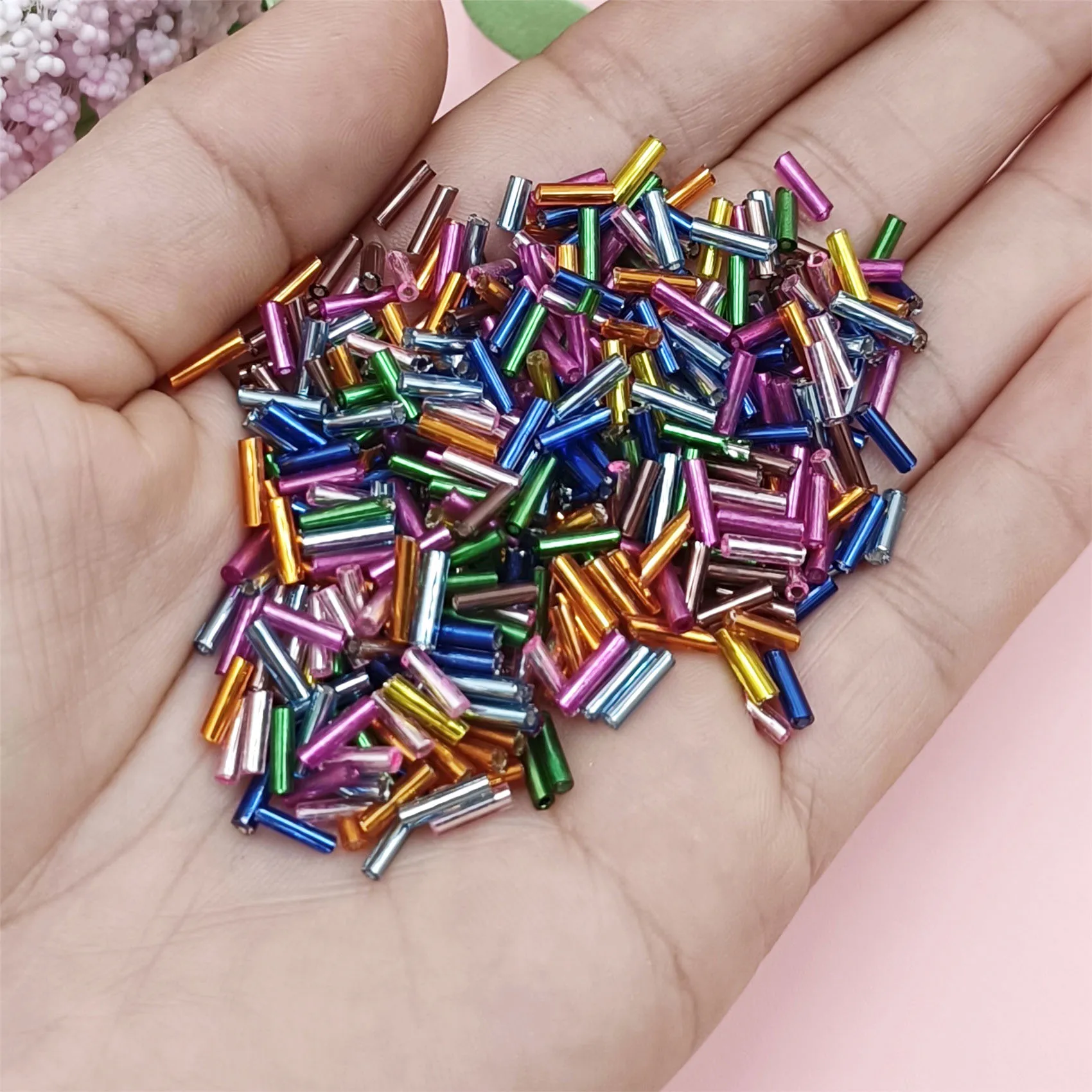 about 200pcs/bag 2*7mm Glass Tube Loose Beads Colorful Glossy Jewelry Making Craft Sewing DIY Necklace Bracelet Wholesale