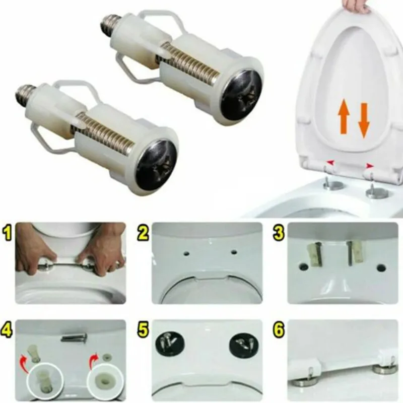 Replacement Toilet Seat Screws Kit, Top Fix WC Blind Hole Fitting Kits with Nut Cover Lid Pan for Bathroom Parts