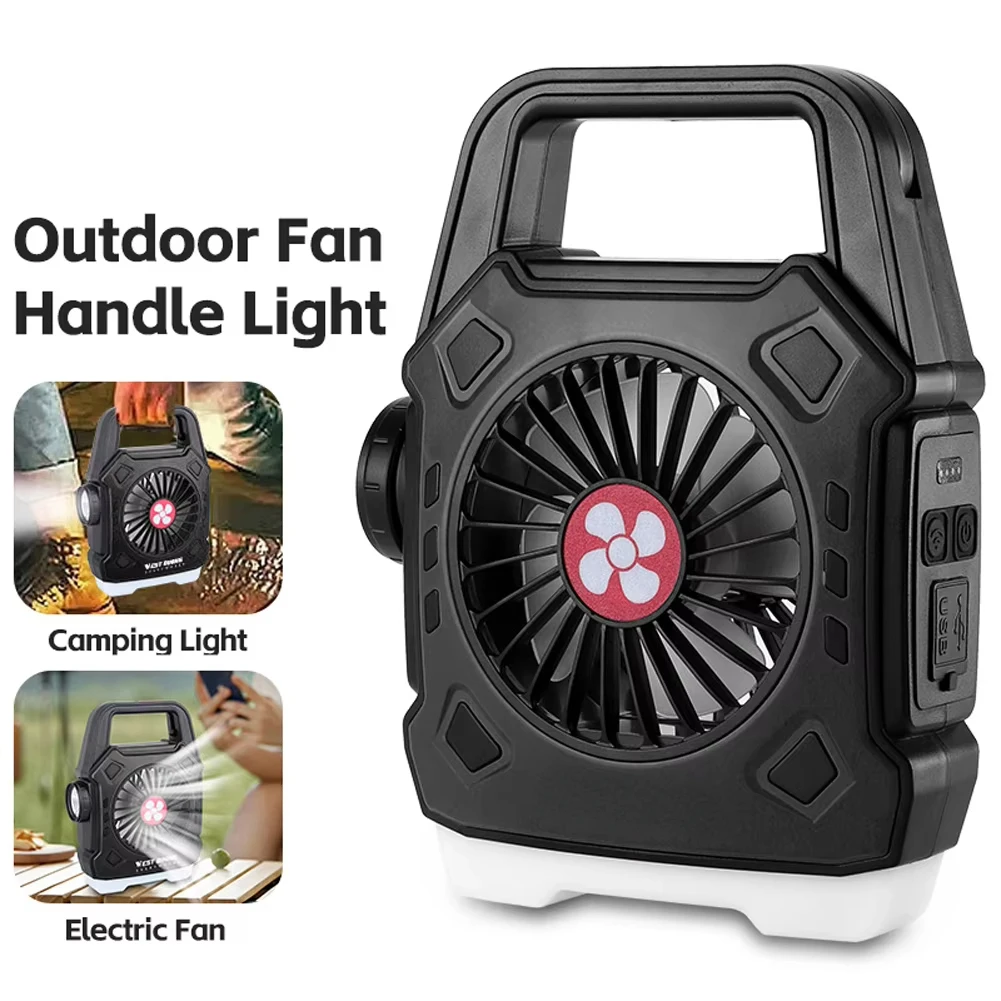 

Multifunctional Camping Light Portable Fan Quick Recharge Hand Light Fan Hiking Fishing USB Rechargeable Fan Light