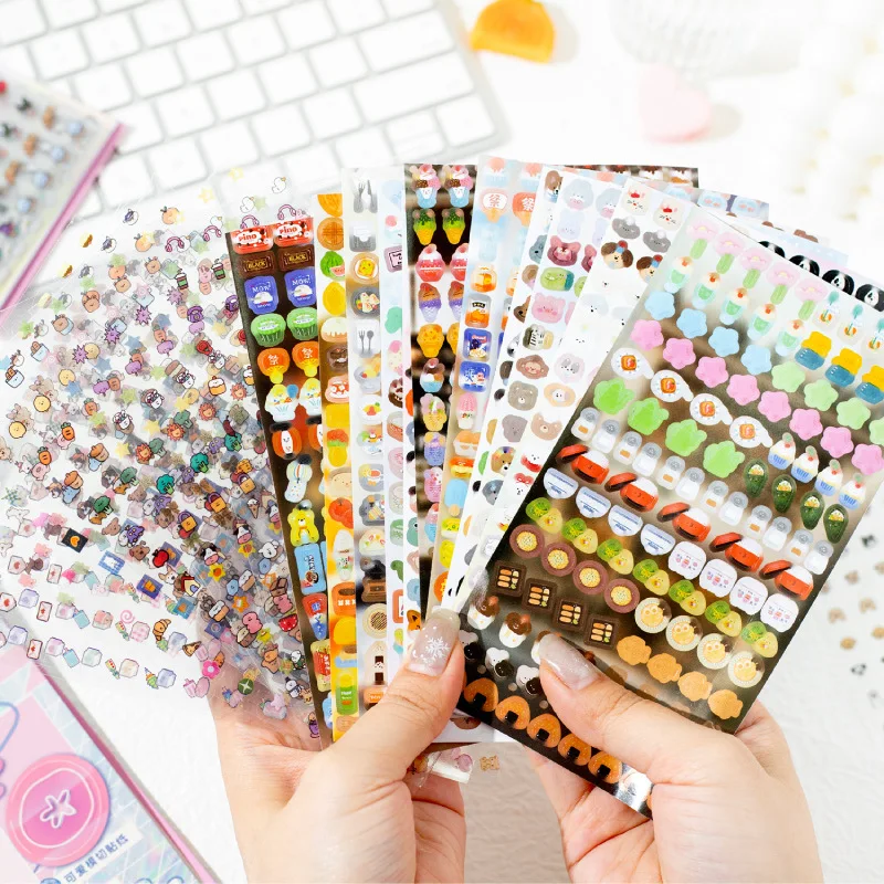 24 Sheets/Pack Cute Party Series Stickers Korean Style Cartoon Mini Stickers DIY Scrapbooking Base Decoration Material Stickers