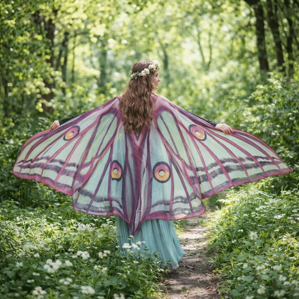 Funny Moth Butterfly Cape Party Masquerade Butterfly Peacock Shawl Show Dress Up Butterfly Cosplay Costumes Female