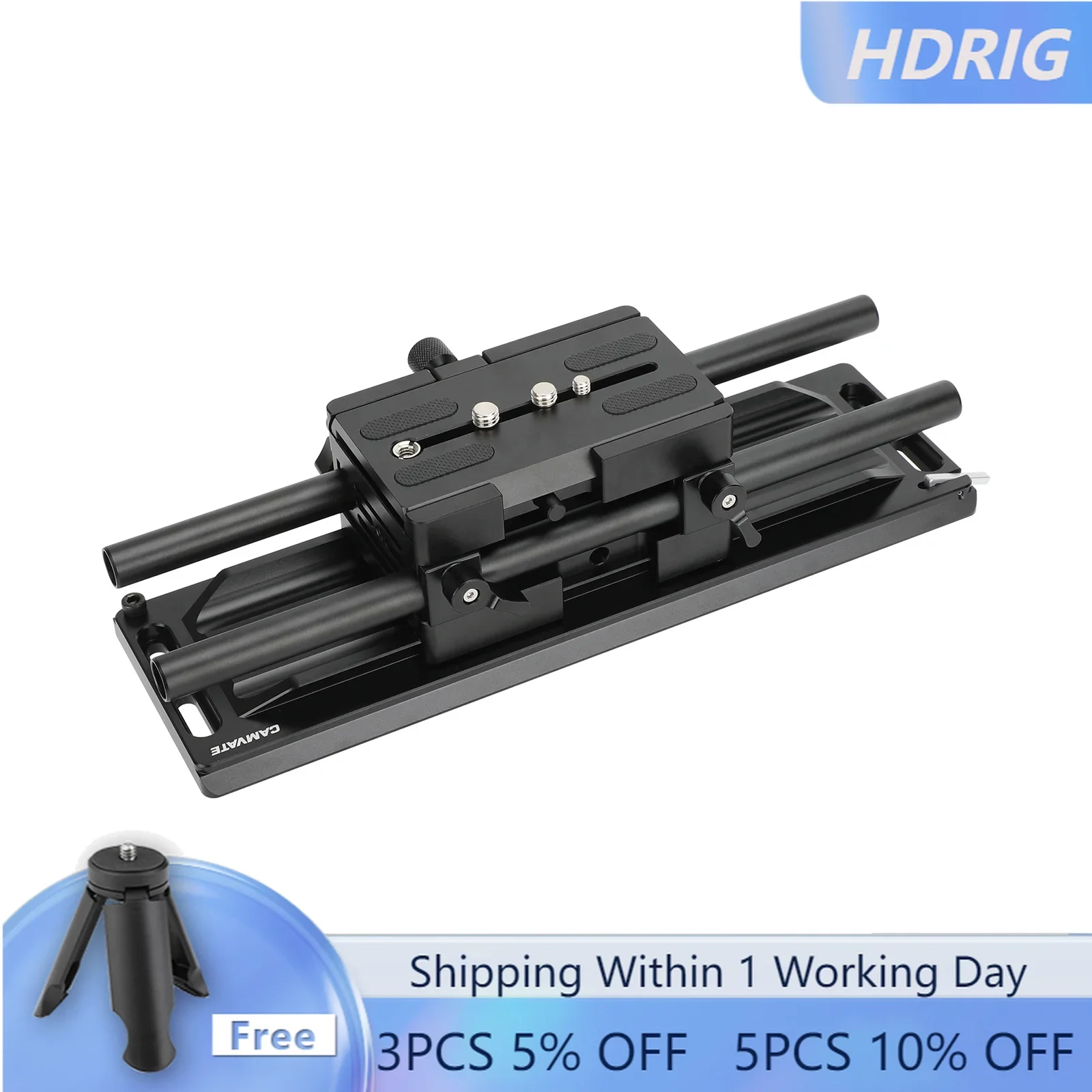 

HDRIG Universal Baseplate System 15mm Rail Support ARRI QR Plate Mount For Sony Panasonic Canon Camera Quick Release Plate