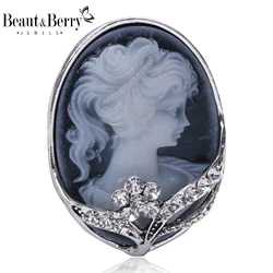 Beaut&Berry Vintage Victorian Cameo Brooches for Women Unisex Beauty Head Pins Casual Party Accessories New Year Gifts Friends
