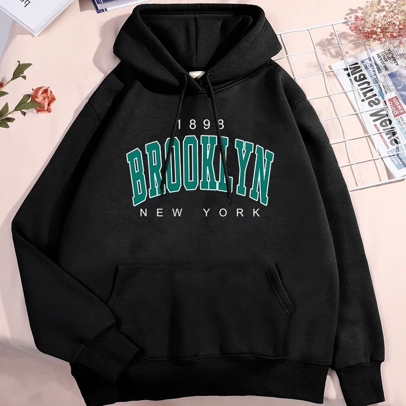 

Худи Brooklyn New York с принтом для мужчин и женщин, симпатичная толстовка с круглым вырезом, флисовая толстовка с рисунком, уличная толстовка с круглым вырезом для пар, 1898